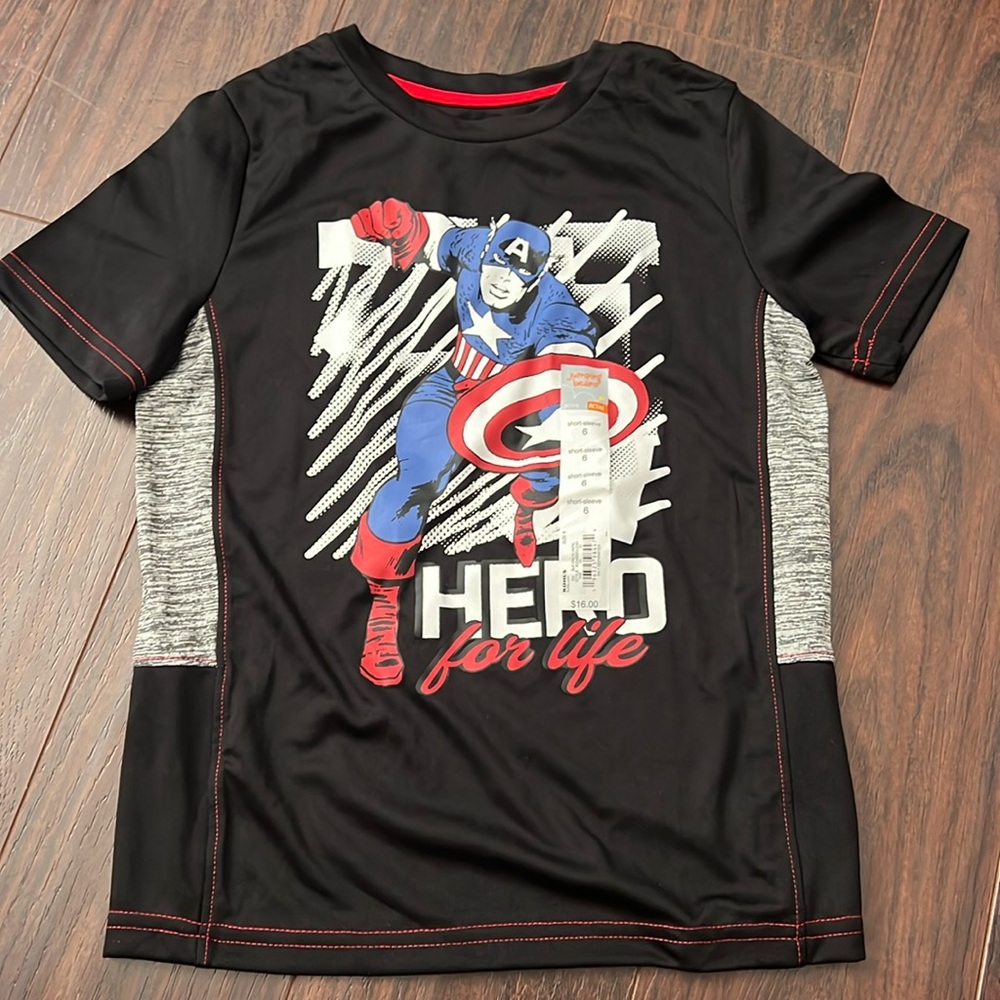 NWT boys jumping beans Avengers black and gray active tee shirt size‎ 6